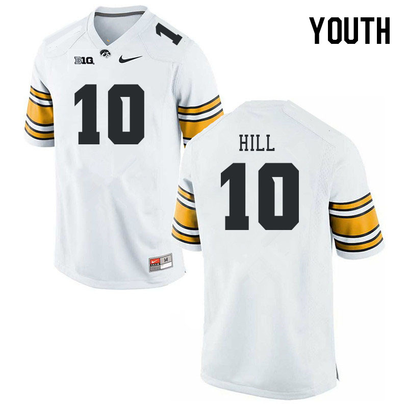 Youth #10 Deacon Hill Iowa Hawkeyes College Football Jerseys Stitched-White - Click Image to Close